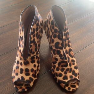 Animal print open toe bootie